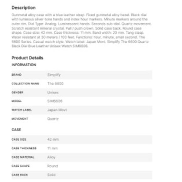 NWT-Simplify Unisex The 6600 Watch - Picture 4 of 5